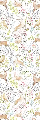 Rollo mit Tiermotiven mit Rehen Vögeln und Kaninchen