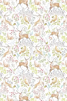 Rollo mit Tiermotiven mit Rehen Vögeln und Kaninchen