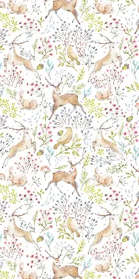 Rollo mit Tiermotiven mit Rehen Vögeln und Kaninchen
