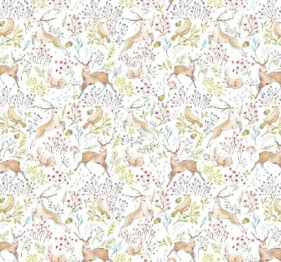 Rollo mit Tiermotiven mit Rehen Vögeln und Kaninchen