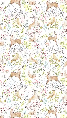 Rollo mit Tiermotiven mit Rehen Vögeln und Kaninchen