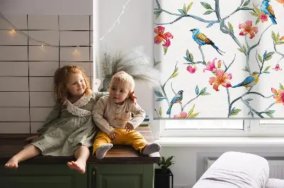 Rollo Fenster mit Motiv Vögel auf den Zweigen