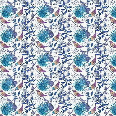 Fensterrollo mit Motiv blaue Baumblüten