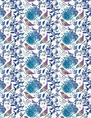 Fensterrollo mit Motiv blaue Baumblüten