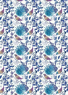 Fensterrollo mit Motiv blaue Baumblüten