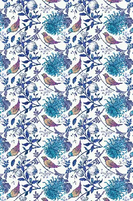 Fensterrollo mit Motiv blaue Baumblüten