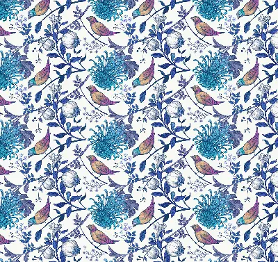 Fensterrollo mit Motiv blaue Baumblüten