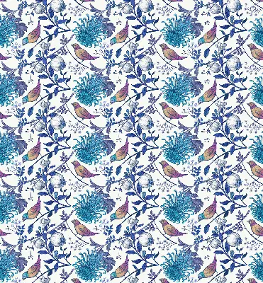 Fensterrollo mit Motiv blaue Baumblüten