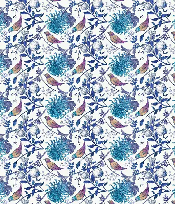 Fensterrollo mit Motiv blaue Baumblüten