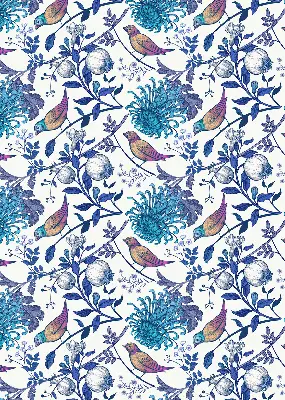 Fensterrollo mit Motiv blaue Baumblüten