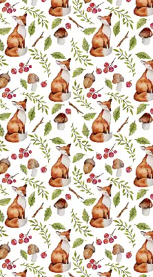 Rollo Fenster mit Motiv von Füchsen, Pilzen und Blättern