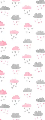 Fensterrollo mit rosa und grauen Wolken