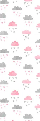 Fensterrollo mit rosa und grauen Wolken
