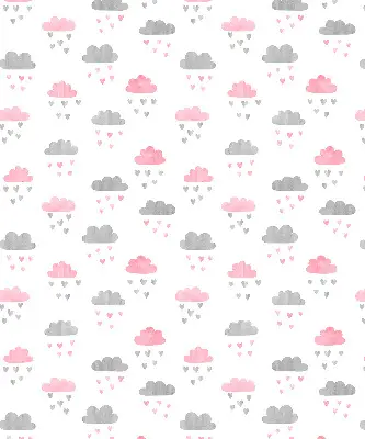 Fensterrollo mit rosa und grauen Wolken