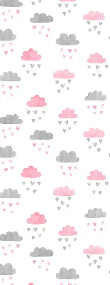 Fensterrollo mit rosa und grauen Wolken