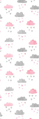 Fensterrollo mit rosa und grauen Wolken