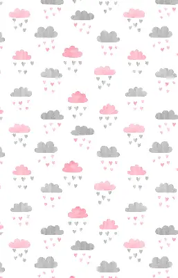 Fensterrollo mit rosa und grauen Wolken