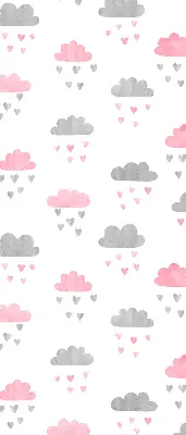 Fensterrollo mit rosa und grauen Wolken