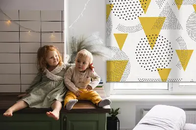 Rollo Fenster mit Motiv aus Dreiecken und Kreisen aus Punkten