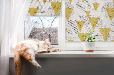 Rollo Fenster mit Motiv aus Dreiecken und Kreisen aus Punkten