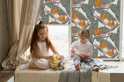 Fensterrollo mit Motiv grüner Blätter