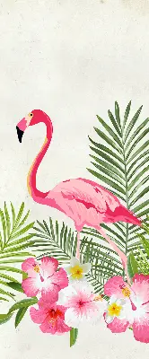 Fensterrollo für den Innenbereich mit Flamingos und Blättermotiv