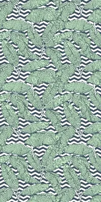 Fensterrollo mit Motiv von Palmenblättern auf schwarz-weißem Hintergrund