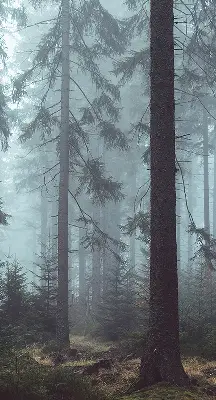 Fensterrollo für den Innenbereich mit dem Motiv Wald bei Nacht