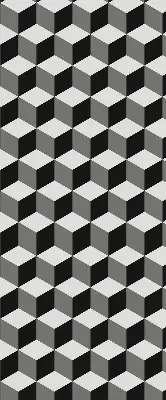 Fensterrollo mit 3D-Würfel-Motiv