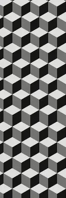 Fensterrollo mit 3D-Würfel-Motiv