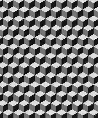 Fensterrollo mit 3D-Würfel-Motiv