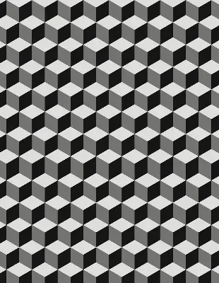 Fensterrollo mit 3D-Würfel-Motiv