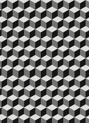 Fensterrollo mit 3D-Würfel-Motiv