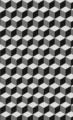 Fensterrollo mit 3D-Würfel-Motiv