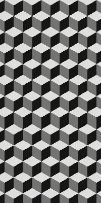 Fensterrollo mit 3D-Würfel-Motiv