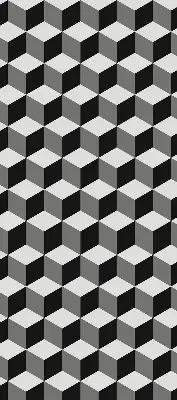 Fensterrollo mit 3D-Würfel-Motiv