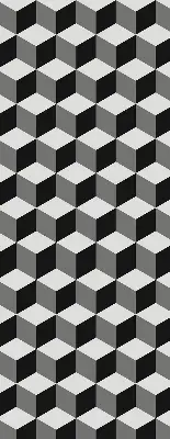 Fensterrollo mit 3D-Würfel-Motiv