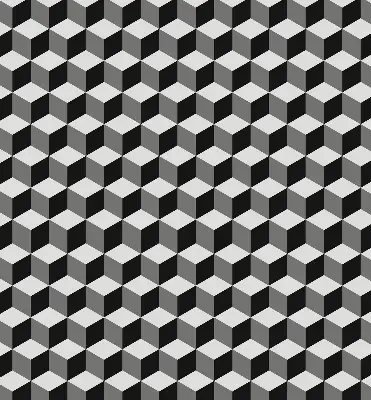 Fensterrollo mit 3D-Würfel-Motiv
