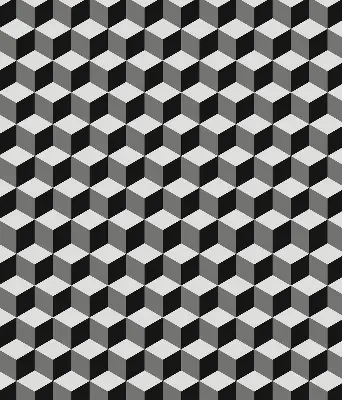 Fensterrollo mit 3D-Würfel-Motiv