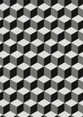Fensterrollo mit 3D-Würfel-Motiv
