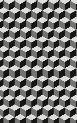 Fensterrollo mit 3D-Würfel-Motiv