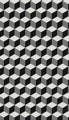 Fensterrollo mit 3D-Würfel-Motiv