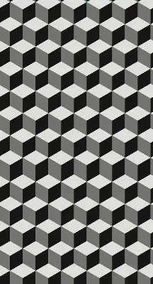 Fensterrollo mit 3D-Würfel-Motiv