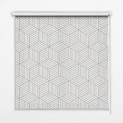 Fensterrollo innen mit 3D-Würfel-Motiv