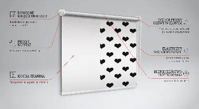 Rollo Fenster mit schwarzem Herzmuster