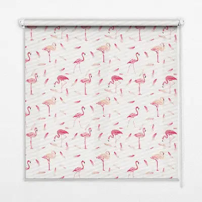 Rollo mit Motiv von Flamingos und ihren Federn