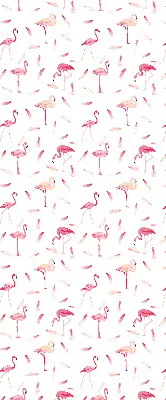 Rollo mit Motiv von Flamingos und ihren Federn
