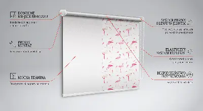 Rollo mit Motiv von Flamingos und ihren Federn