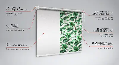 Fensterrollo innen mit tropischem Blättermotiv