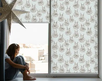 Fensterrollo mit Kaninchenmotiv